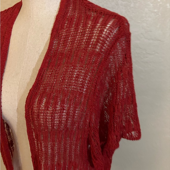 Lightweight Open Knit Rust Cardigan Sz L - Picture 5 of 8